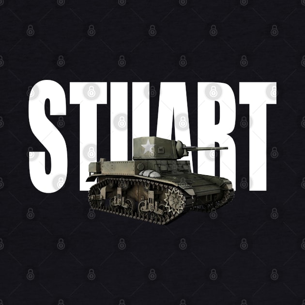 M3 Stuart WW2 Us Army Tank by Dirty Custard Designs 